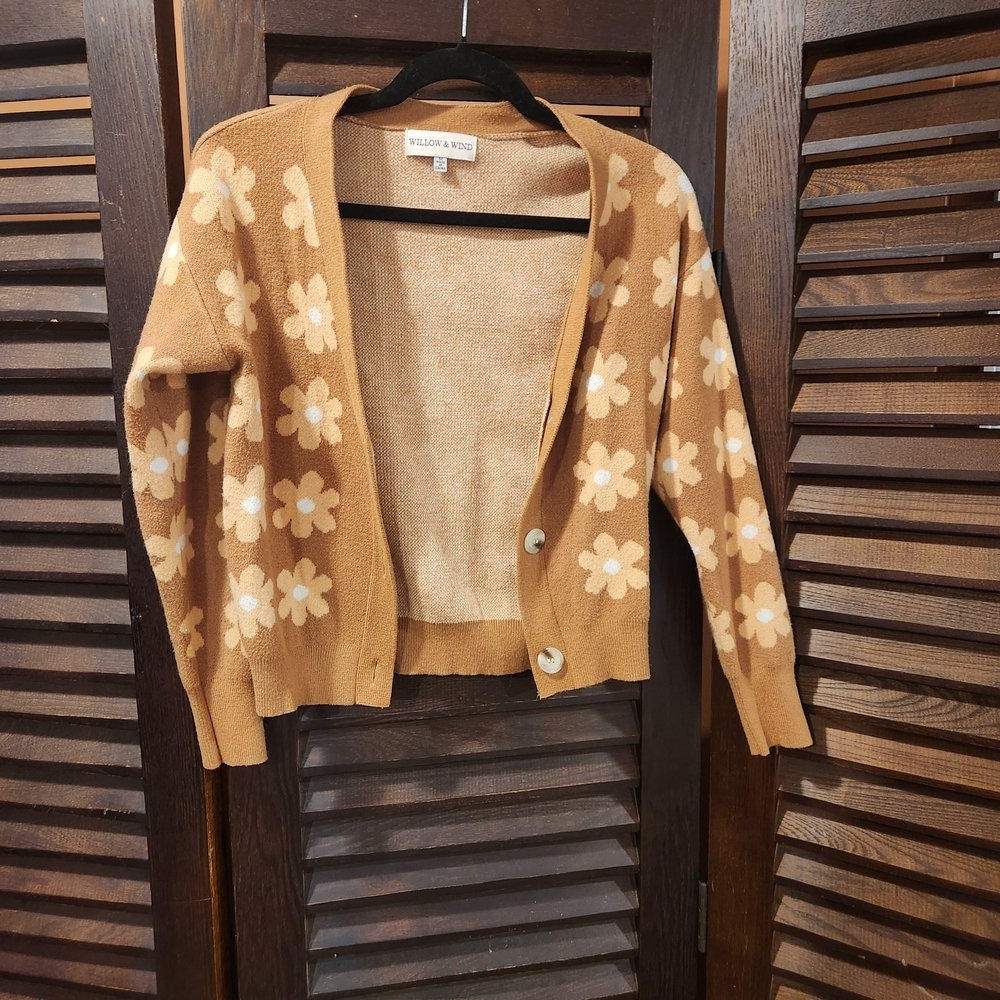 Willow & Root Brown Floral Women's Cardigan